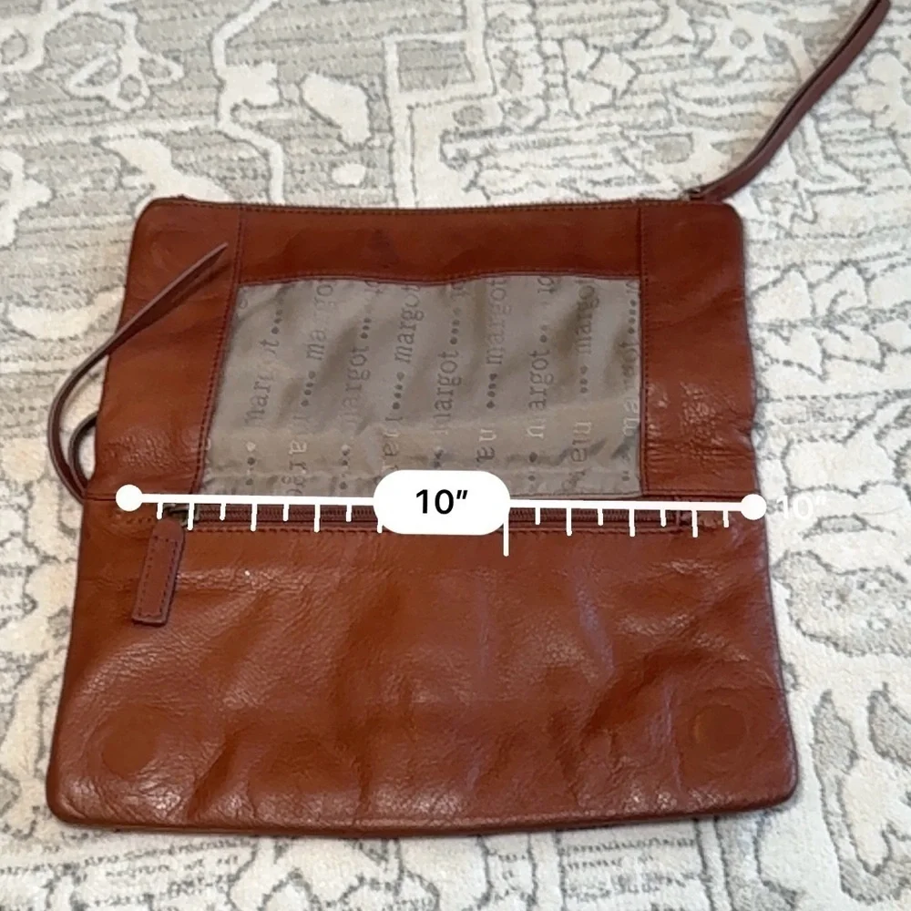 Margot Cognac Leather Dual Compartment leather clutch